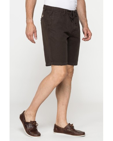 BERMUDA CHINO IN TESSUTO LINO E COTONE CON COULISSE