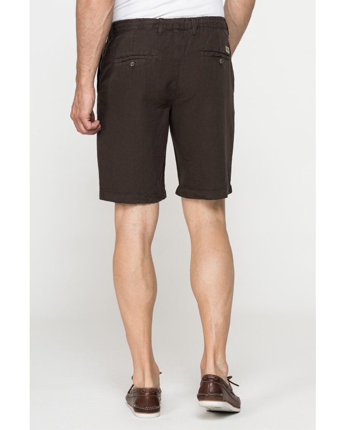 BERMUDA CHINO IN TESSUTO LINO E COTONE CON COULISSE