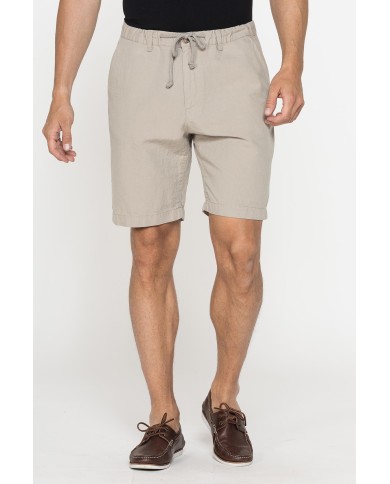 BERMUDA CHINO IN TESSUTO LINO E COTONE CON COULISSE