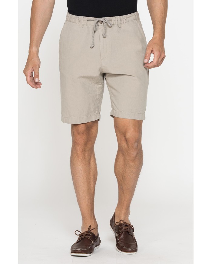 BERMUDA CHINO IN TESSUTO LINO E COTONE CON COULISSE