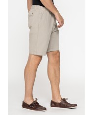 BERMUDA CHINO IN TESSUTO LINO E COTONE CON COULISSE