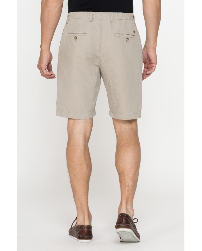 BERMUDA CHINO IN TESSUTO LINO E COTONE CON COULISSE