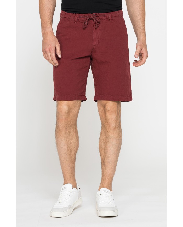 BERMUDA CHINO IN TESSUTO LINO E COTONE CON COULISSE