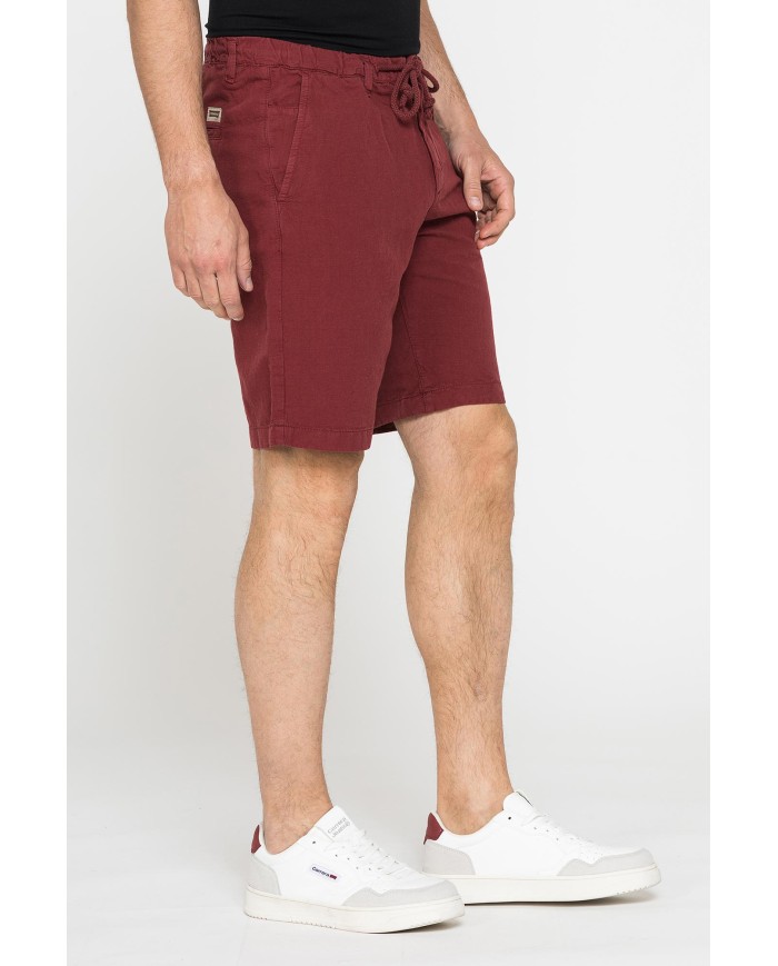 BERMUDA CHINO IN TESSUTO LINO E COTONE CON COULISSE