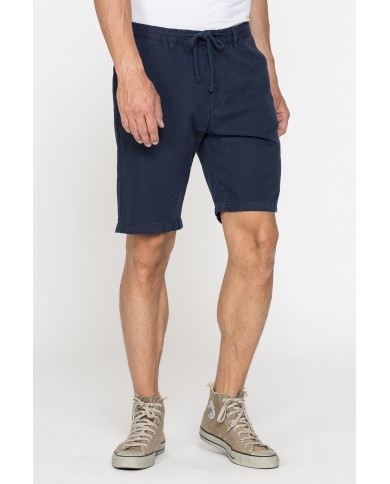 BERMUDA CHINO IN TESSUTO LINO E COTONE CON COULISSE