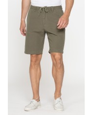 BERMUDA CHINO IN TESSUTO LINO E COTONE CON COULISSE