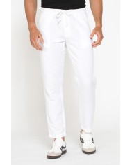 PANTALONE CHINO IN TESSUTO COTONE E LINO CON COULISSE