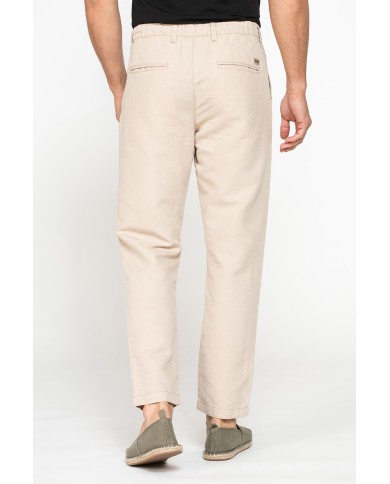 PANTALONE CHINO IN TESSUTO COTONE E LINO CON COULISSE