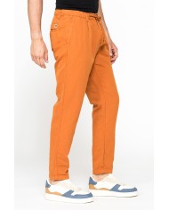 PANTALONE CHINO IN TESSUTO COTONE E LINO CON COULISSE