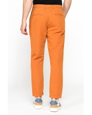 PANTALONE CHINO IN TESSUTO COTONE E LINO CON COULISSE