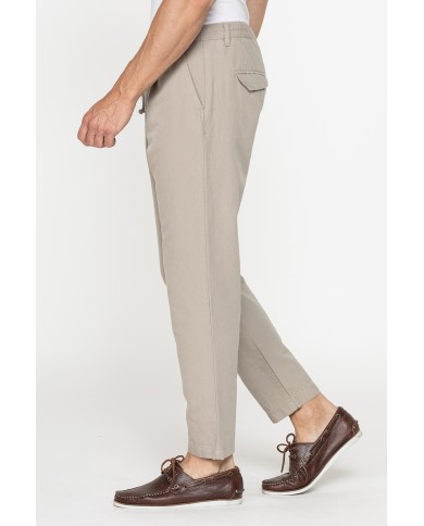 PANTALONE CHINO IN TESSUTO COTONE E LINO CON COULISSE