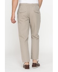 PANTALONE CHINO IN TESSUTO COTONE E LINO CON COULISSE