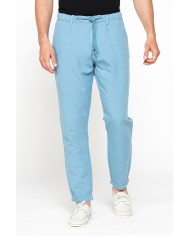 PANTALONE CHINO IN TESSUTO COTONE E LINO CON COULISSE