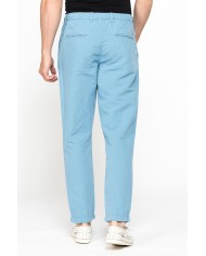 PANTALONE CHINO IN TESSUTO COTONE E LINO CON COULISSE