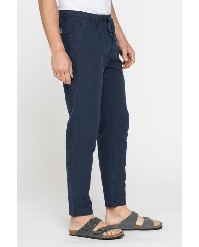 PANTALONE CHINO IN TESSUTO COTONE E LINO CON COULISSE
