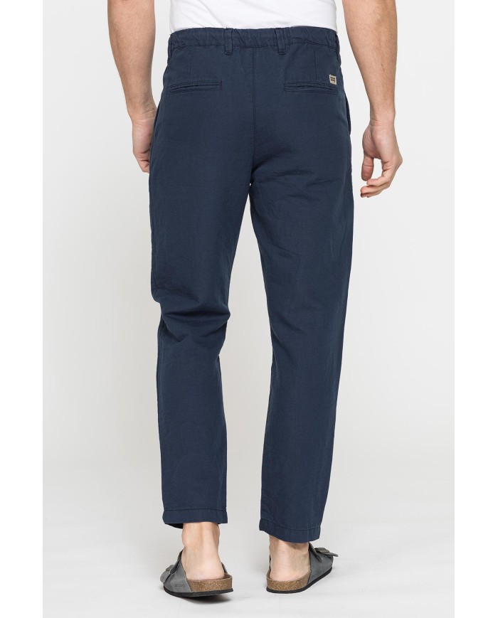 PANTALONE CHINO IN TESSUTO COTONE E LINO CON COULISSE