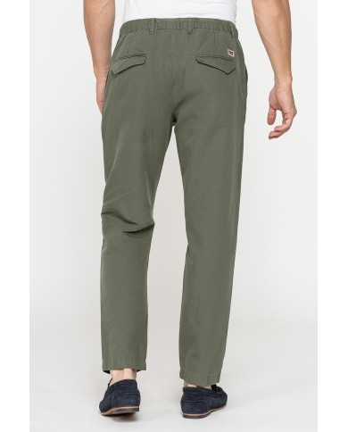 PANTALONE CHINO IN TESSUTO COTONE E LINO CON COULISSE