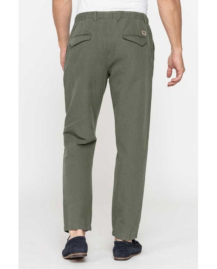 PANTALONE CHINO IN TESSUTO COTONE E LINO CON COULISSE