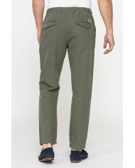 PANTALONE CHINO IN TESSUTO COTONE E LINO CON COULISSE