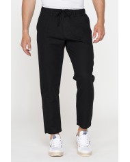 PANTALONE CHINO IN TESSUTO COTONE E LINO CON COULISSE