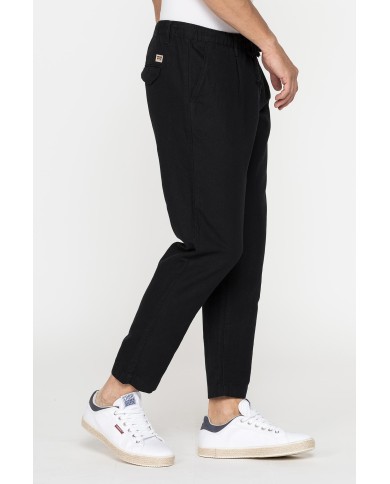 PANTALONE CHINO IN TESSUTO COTONE E LINO CON COULISSE