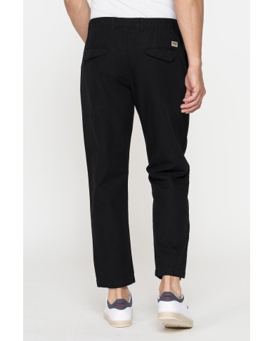 PANTALONE CHINO IN TESSUTO COTONE E LINO CON COULISSE