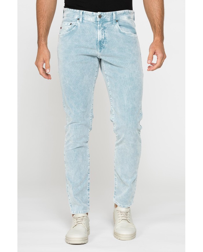 PANTALONE SLIM FIT IN VELLUTO STRETCH TINTURA ACID WASH