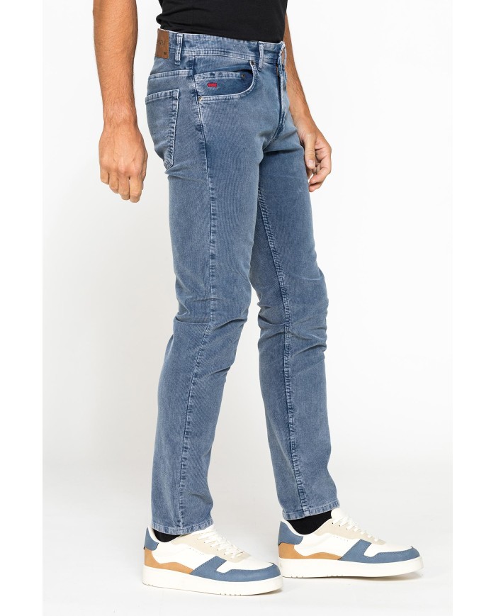 PANTALONE SLIM FIT IN VELLUTO STRETCH TINTURA ACID WASH