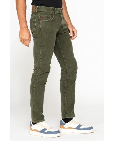PANTALONE SLIM FIT IN VELLUTO STRETCH TINTURA ACID WASH