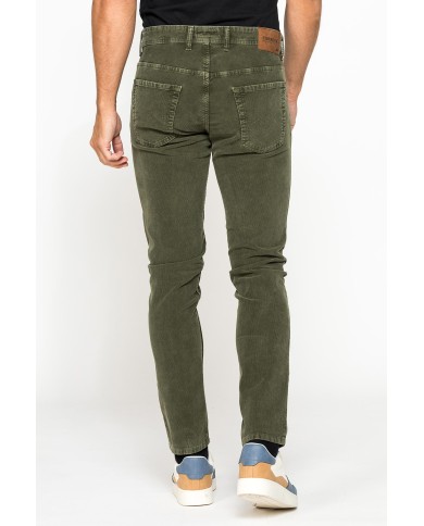 PANTALONE SLIM FIT IN VELLUTO STRETCH TINTURA ACID WASH