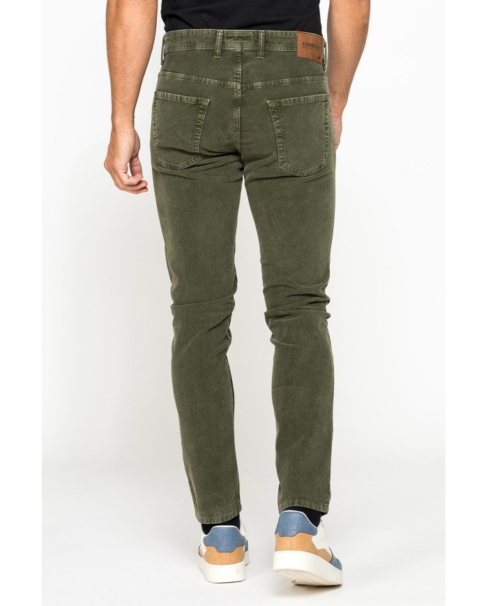 PANTALONE SLIM FIT IN VELLUTO STRETCH TINTURA ACID WASH
