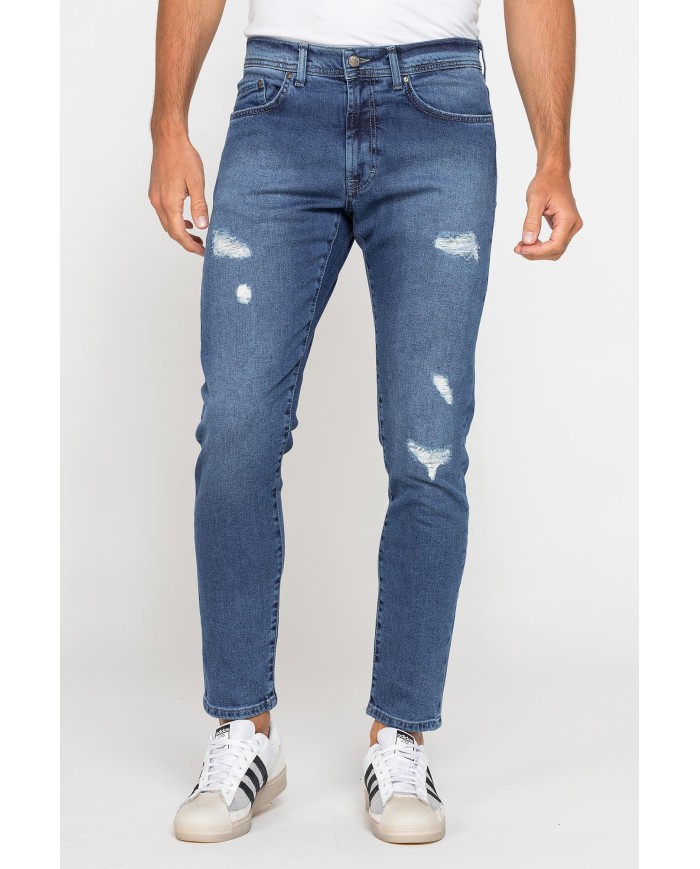JEANS UOMO 5 TASCHE MOD. 727 SKINNY DENIM STRETCH CON LAVAGGI