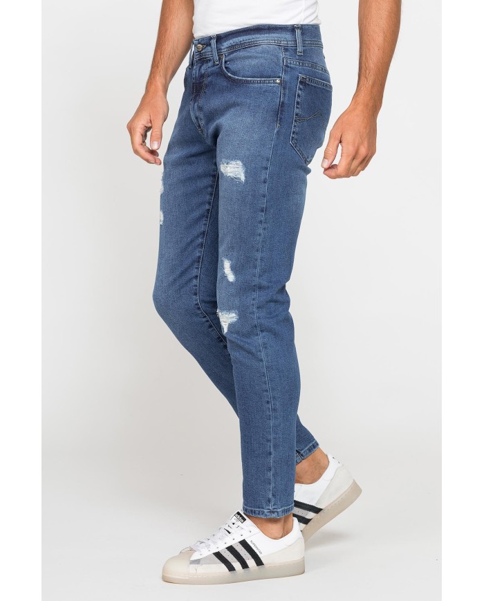 JEANS UOMO 5 TASCHE MOD. 727 SKINNY DENIM STRETCH CON LAVAGGI