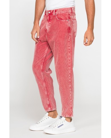 PANTALONE 5 TASCHE IN VELLUTO EFFETTO ACID WASH