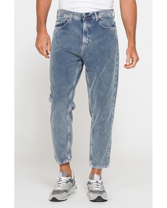 PANTALONE 5 TASCHE IN VELLUTO EFFETTO ACID WASH