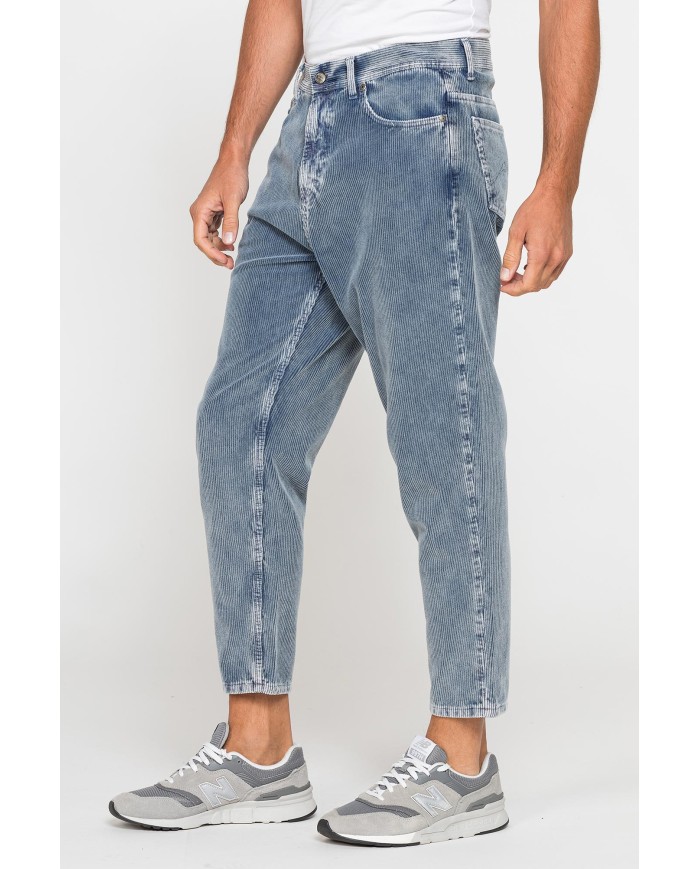PANTALONE 5 TASCHE IN VELLUTO EFFETTO ACID WASH