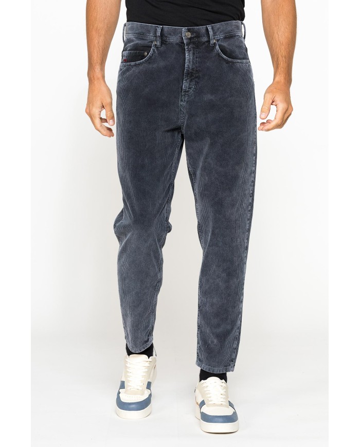 PANTALONE 5 TASCHE IN VELLUTO EFFETTO ACID WASH