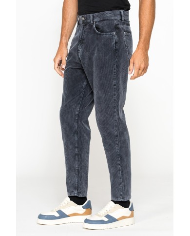 PANTALONE 5 TASCHE IN VELLUTO EFFETTO ACID WASH