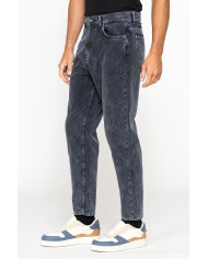 PANTALONE 5 TASCHE IN VELLUTO EFFETTO ACID WASH
