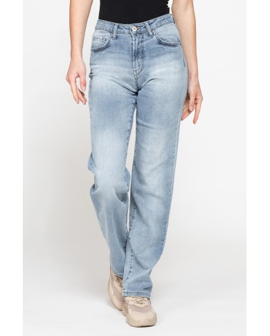 JEANS CINQUE TASCHE CON GAMBA AMPIA IN DENIM STRETCH 12,2oz