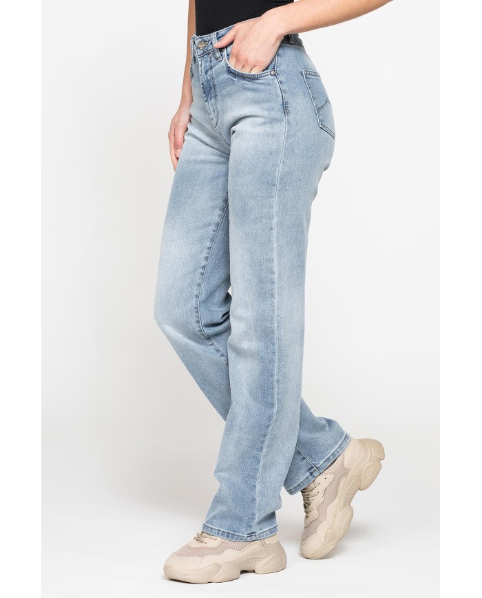 JEANS CINQUE TASCHE CON GAMBA AMPIA IN DENIM STRETCH 12,2oz