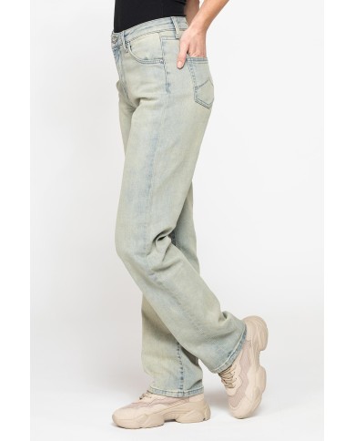 JEANS CINQUE TASCHE CON GAMBA AMPIA IN DENIM STRETCH 12,2oz