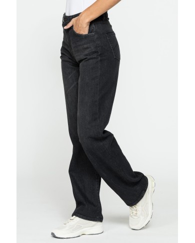 JEANS CINQUE TASCHE CON GAMBA AMPIA IN DENIM STRETCH 12,2oz