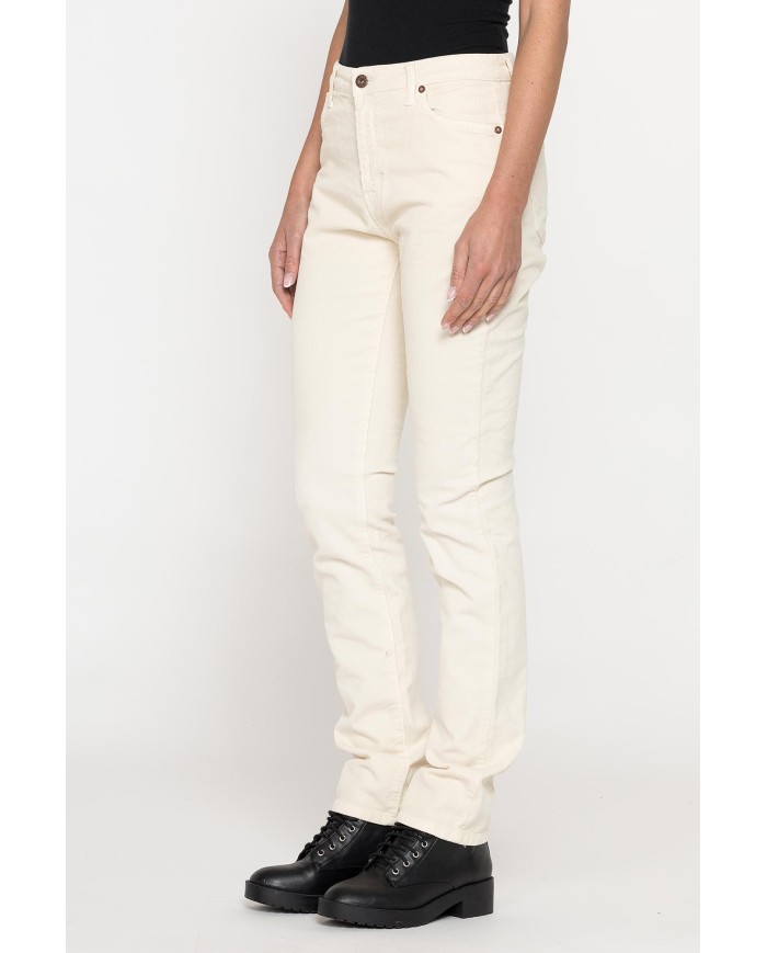 PANTALONE IN VELLUTO STRETCH MOD. 753. Vita alta gamba regolare.