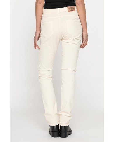 PANTALONE IN VELLUTO STRETCH MOD. 753. Vita alta gamba regolare.