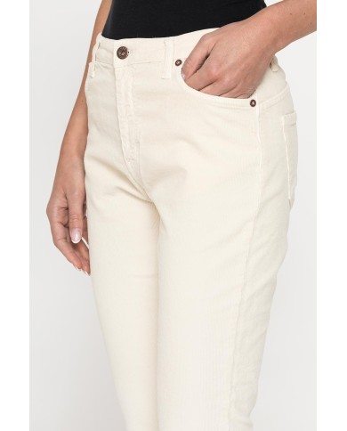 PANTALONE IN VELLUTO STRETCH MOD. 753. Vita alta gamba regolare.