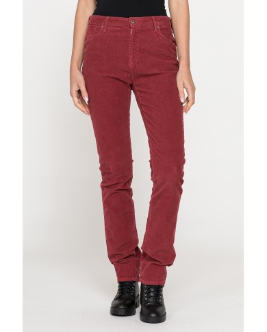 PANTALONE IN VELLUTO STRETCH MOD. 753. Vita alta gamba regolare.