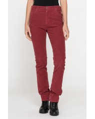 PANTALONE IN VELLUTO STRETCH MOD. 753. Vita alta gamba regolare.