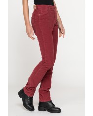 PANTALONE IN VELLUTO STRETCH MOD. 753. Vita alta gamba regolare.