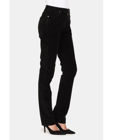 PANTALONE IN VELLUTO STRETCH MOD. 753. Vita alta gamba regolare.